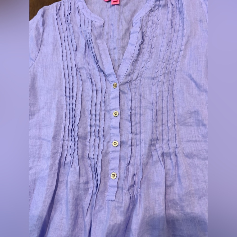 Lilly Pulitzer Pastel Purple Sarasota Linen Tunic Top - Picture 2 of 5